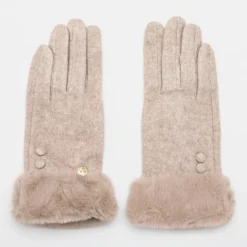 Clearance Gants laine avec fausse fourrure Femme Femme Gants