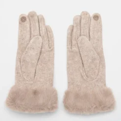 Clearance Gants laine avec fausse fourrure Femme Femme Gants