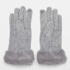 Outlet Gants laine avec fausse fourrure Femme Femme Gants
