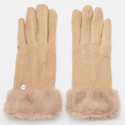 Sale Gants suédine avec fausse fourrure Femme Femme Gants