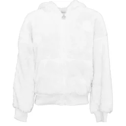 Hot Gilet fausse fourrure zippé à capuche Fille Enfant Doudoune, Coupe-Vent