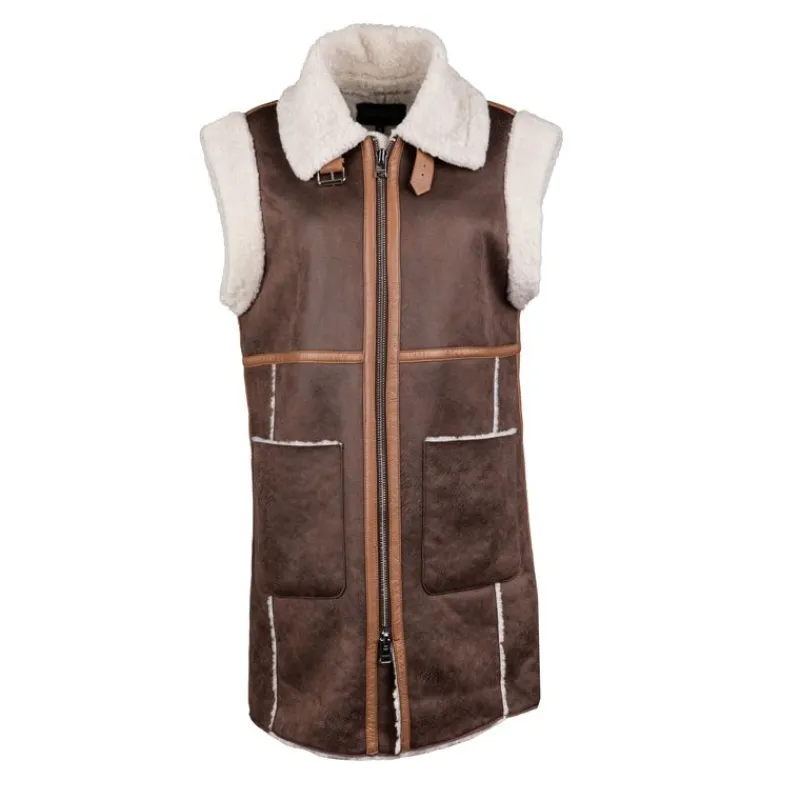 Online Gilet sans manche zippé effet mouton similicuir Femme Femme Pull, Gilet, Sweat