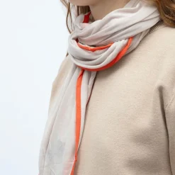 Best Grande écharpe légère douce 1mx2,50m avec bordure orange corail Mixte Femme Écharpe, Foulard, Chèche|Écharpe, Foulard