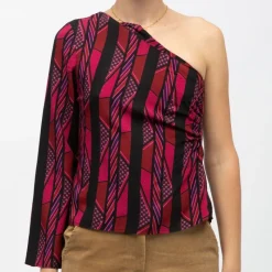 New Haut asymétrique imprimé cravate tifany Femme Femme Haut, Chemise