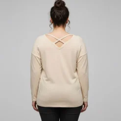 Hot Haut manches longues croisé dans le dos Femme Femme Haut, Chemise