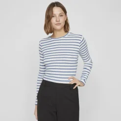 New Haut col ras de cou Vivally marinière coton Femme Femme Haut, Chemise