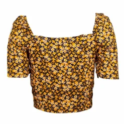 Outlet Haut court manches courtes col carré à fleurs Femme Femme Haut, Chemise