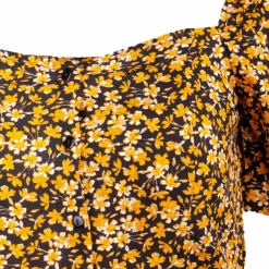 Outlet Haut court manches courtes col carré à fleurs Femme Femme Haut, Chemise