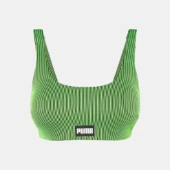 Best Haut de maillot de bain green black brassière à rayures fluo Femme Femme Maillot De Bain