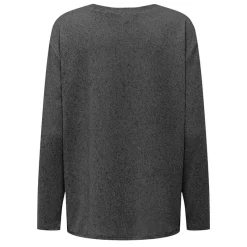 Clearance Haut fluide manches longues col rond Femme Femme Haut, Chemise