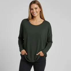 Discount Haut fluide manches longues col rond Femme Femme Haut, Chemise