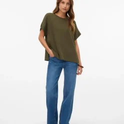 Sale Haut Hali fluide col rond manches courtes Femme Femme Haut, Chemise