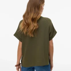 Sale Haut Hali fluide col rond manches courtes Femme Femme Haut, Chemise