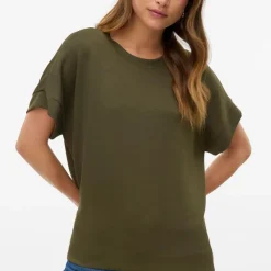 Sale Haut Hali fluide col rond manches courtes Femme Femme Haut, Chemise