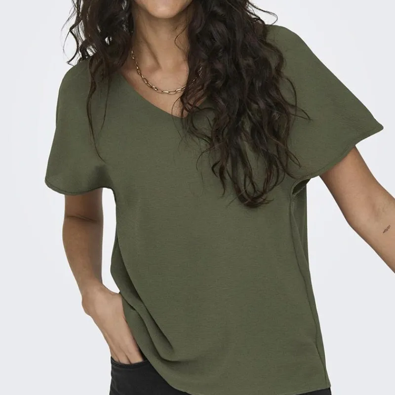 Best Haut manches courtes à volants uni Femme Femme Haut, Chemise