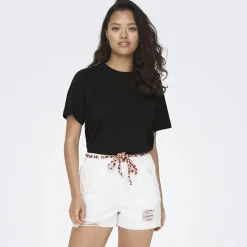 Haut manches courtes Pisa col rond 100% coton cloud dancer Femme Femme Haut, Chemise