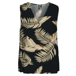 Sale Haut sans manches col v imprimé à feuilles Femme Femme Haut, Chemise