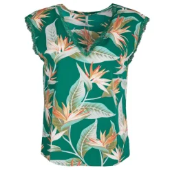 Outlet Haut sans manches col V imprimé tropical Femme Femme Haut, Chemise
