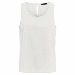 New Haut sans manches droit col rond bouton au dos Femme Femme Haut, Chemise