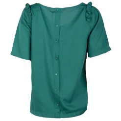 Sale Haut uni col V volants épaules Femme Femme Haut, Chemise