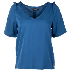 Outlet Haut uni col V volants épaules Femme Femme Haut, Chemise