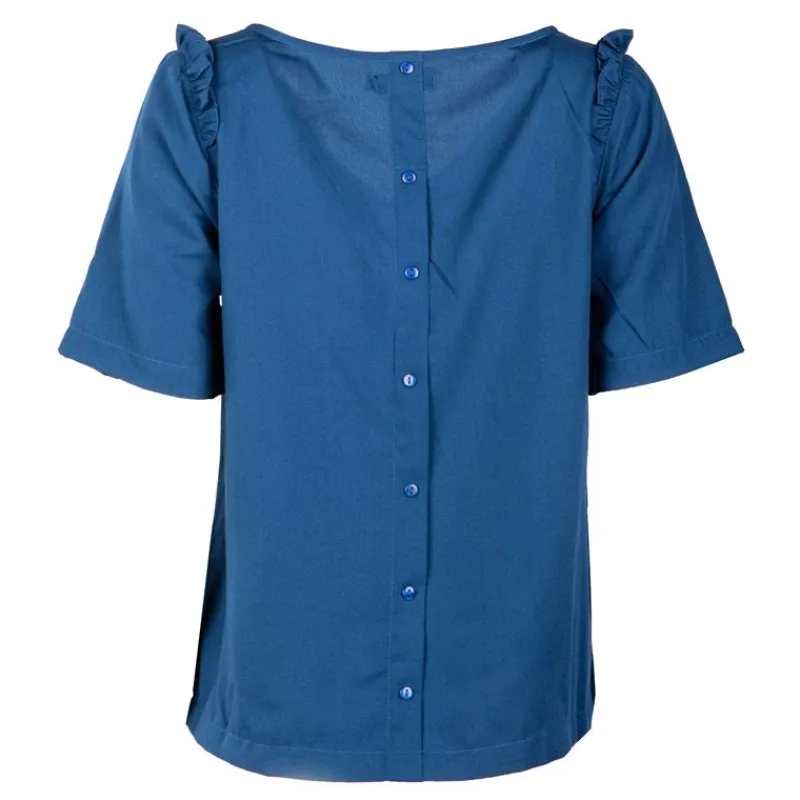 Outlet Haut uni col V volants épaules Femme Femme Haut, Chemise