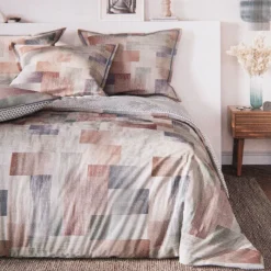 Sale Housse couette rayée multi couleurs 220*240cm 2 taies 63*63cm Linge De Maison