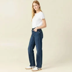 Jean bleu foncé Atlanta denim taille haute Femme Femme Pantalon