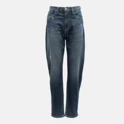 New Jean denim foncé délavé effet déchiré Femme Femme Pantalon|Jean