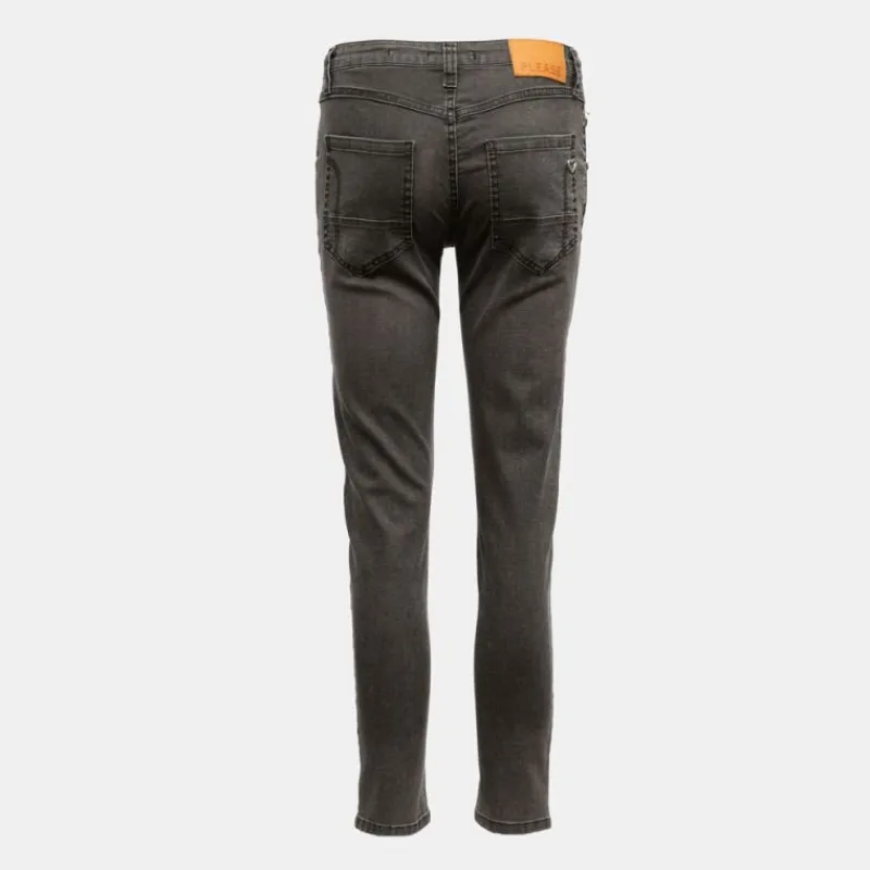 Hot Jean denim slim à boutons effet déchiré Femme Femme Pantalon