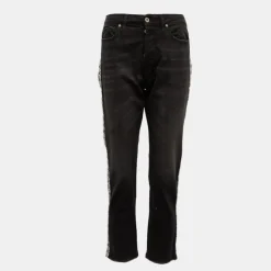 Discount Jean denim taille haute regular avec bandes motif éthnique Femme Femme Pantalon|Jean