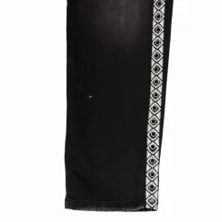 Discount Jean denim taille haute regular avec bandes motif éthnique Femme Femme Pantalon|Jean