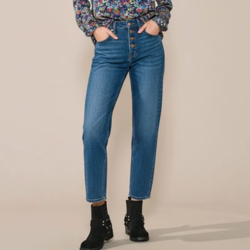 Online Jean droit bleu olivia coton bio Femme Femme Jean