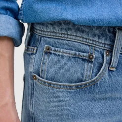 Outlet Jean loose Eddie blue denim taille haute Homme Homme Jean