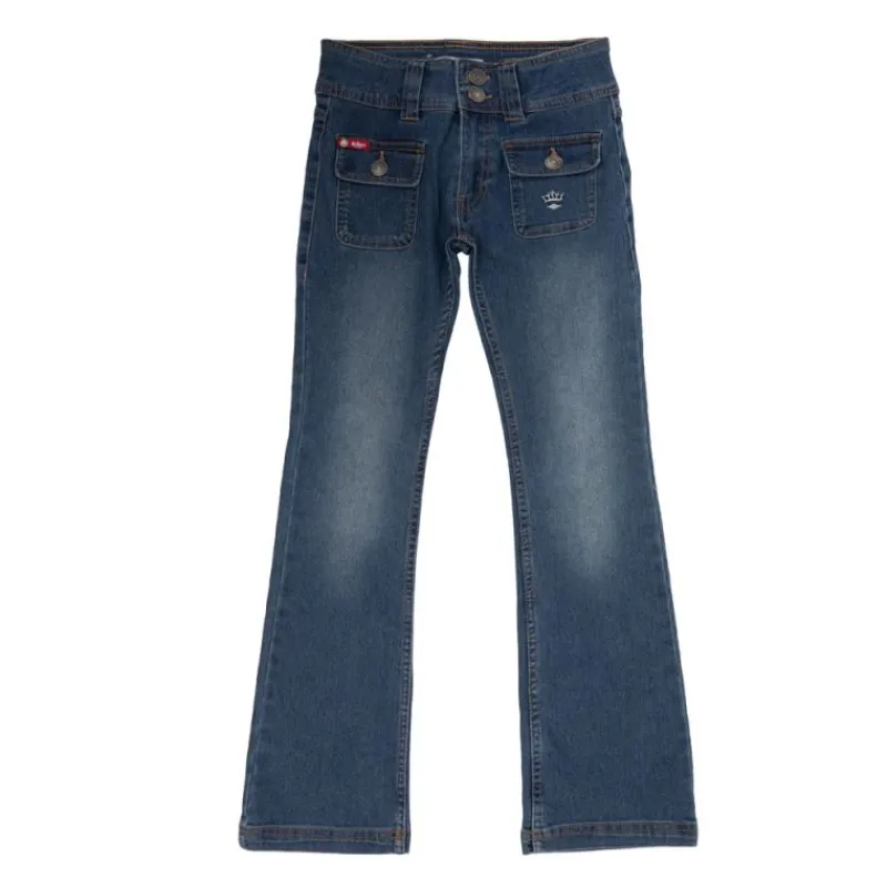 Discount Jean évasé poches avant avec couronne brodé fille Enfant Enfant Jean, Pantalon