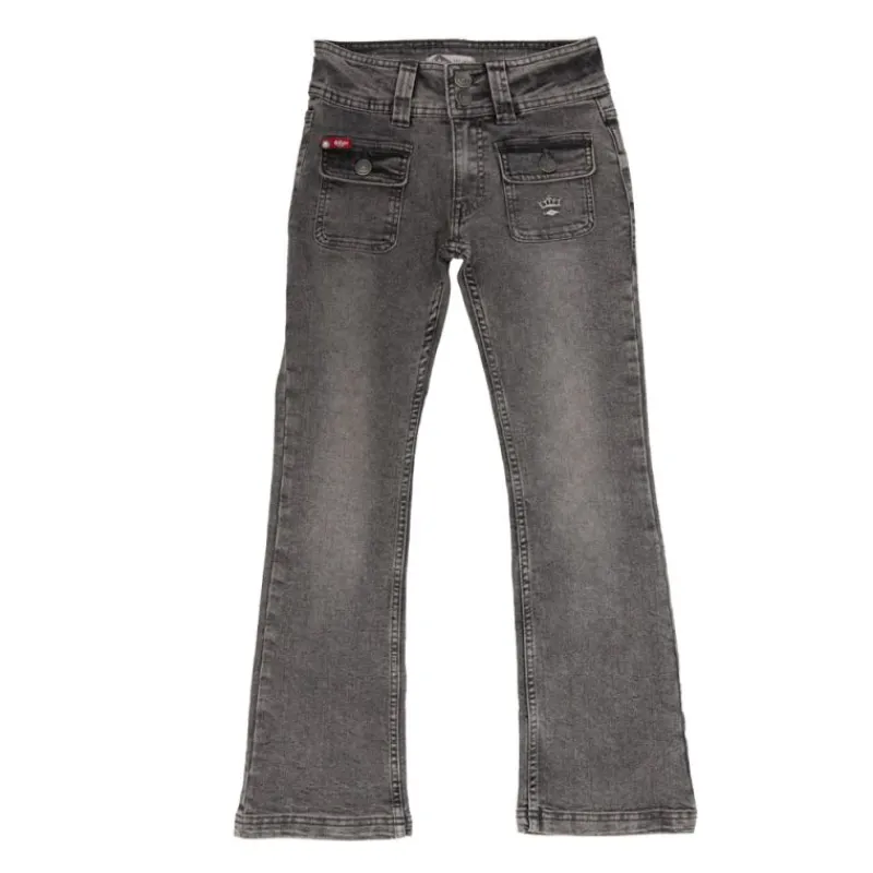 Online Jean évasé poches avant avec couronne brodé fille Enfant Enfant Jean, Pantalon