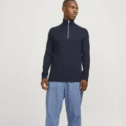 Discount Jjpannel knit half zip aw24 black Homme Homme Pull, Gilet, Sweat