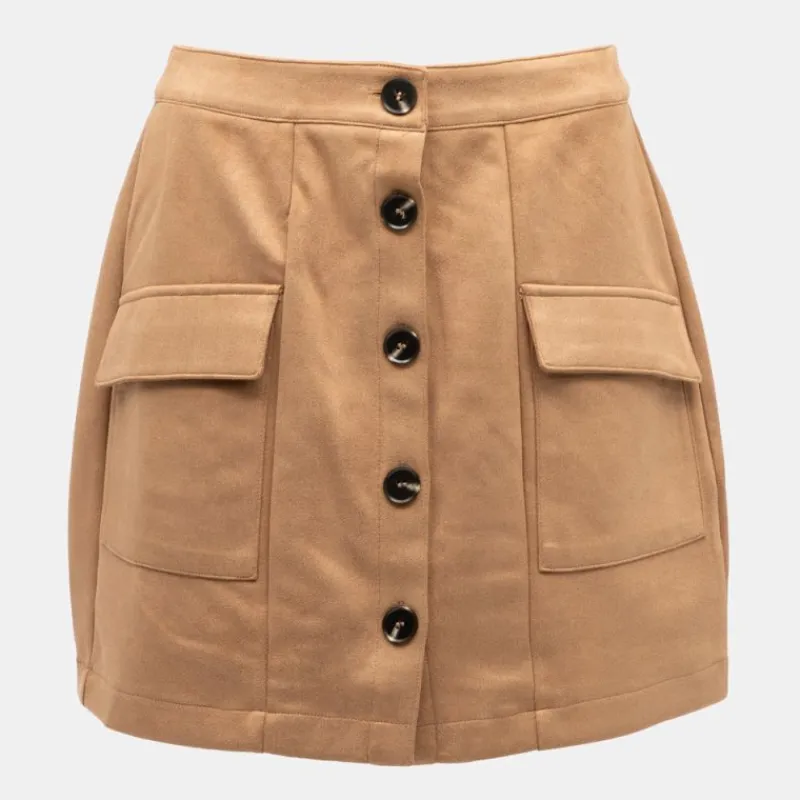 Hot Jupe à boutons avec poches valentina light camel suédine Femme Femme Jupe, Robe