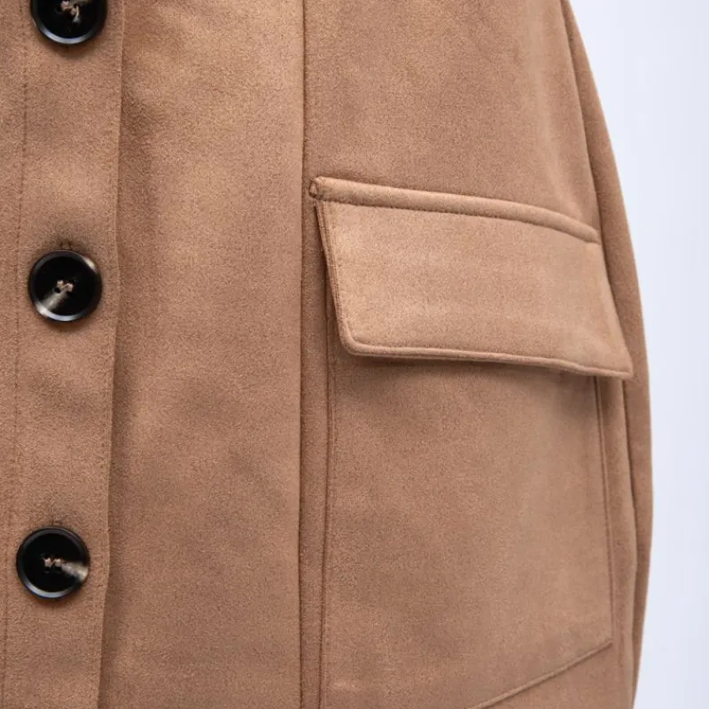 Hot Jupe à boutons avec poches valentina light camel suédine Femme Femme Jupe, Robe