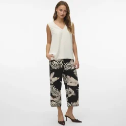 Online Jupe culotte à imprimé feuilles beiges Femme Femme Pantalon