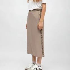 New Jupe dasy mi longue bandes graphiques avec fente Femme Femme Jupe, Robe