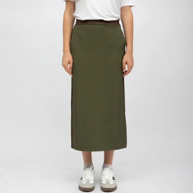 Online Jupe dasy mi longue bandes graphiques avec fente Femme Femme Jupe, Robe