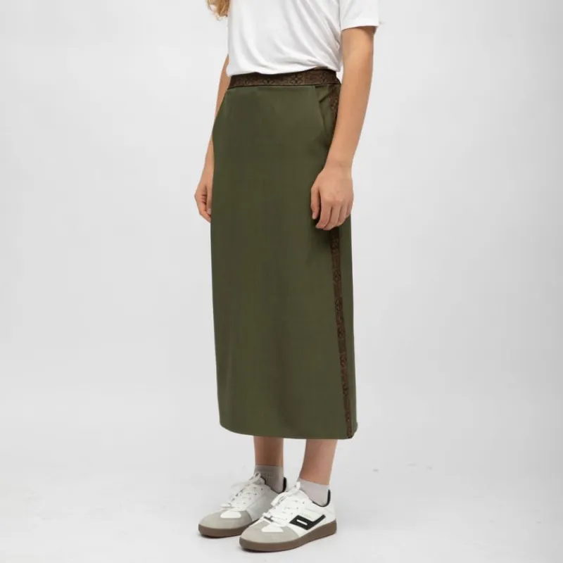 Online Jupe dasy mi longue bandes graphiques avec fente Femme Femme Jupe, Robe