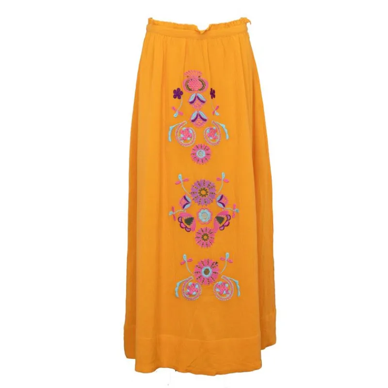 Outlet Jupe longue élastique magoo fleurs brodées Femme Femme Jupe, Robe