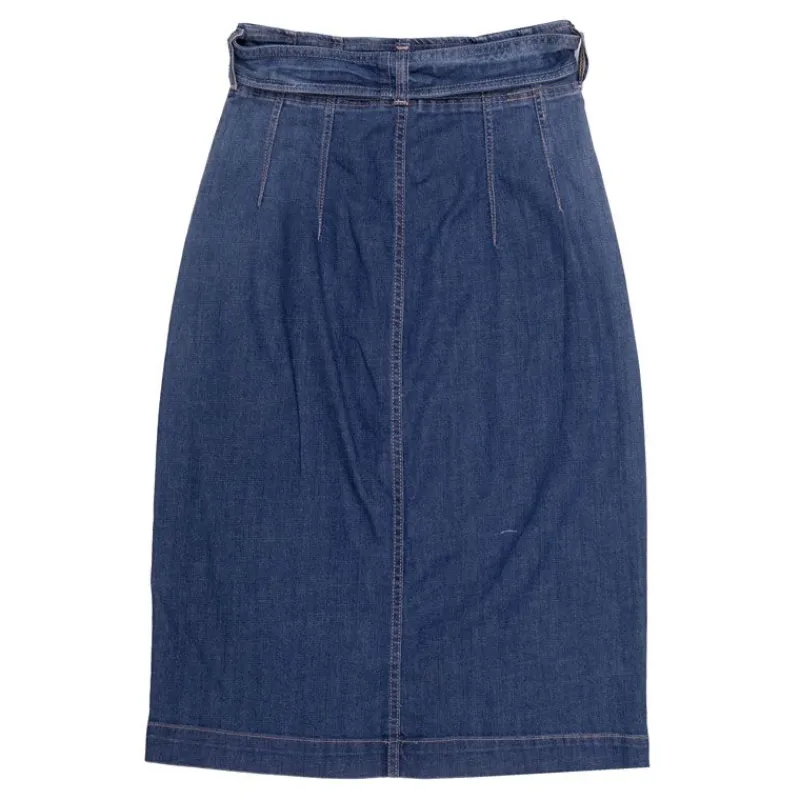 Discount Jupe mi longue blue ajustée denim avec ceinture Femme Femme Jupe, Robe