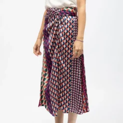 Online Jupe mi longue effet satiné à motifs geométriques jenny Femme Femme Jupe, Robe