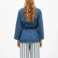 Sale Kimono jean vera avec poches et ceinture Femme Femme Veste, Doudoune, Manteau