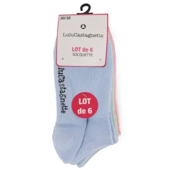 Outlet Lot de 6 socquettes pepita t 36/38 - 39/41 Femme Femme Chaussettes