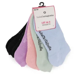 Outlet Lot de 6 socquettes pepita t 36/38 - 39/41 Femme Femme Chaussettes
