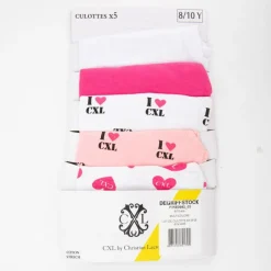 Outlet Lot de culottes stretch x5 à coeurs rose blanc Enfant Enfant Culotte, Shorty